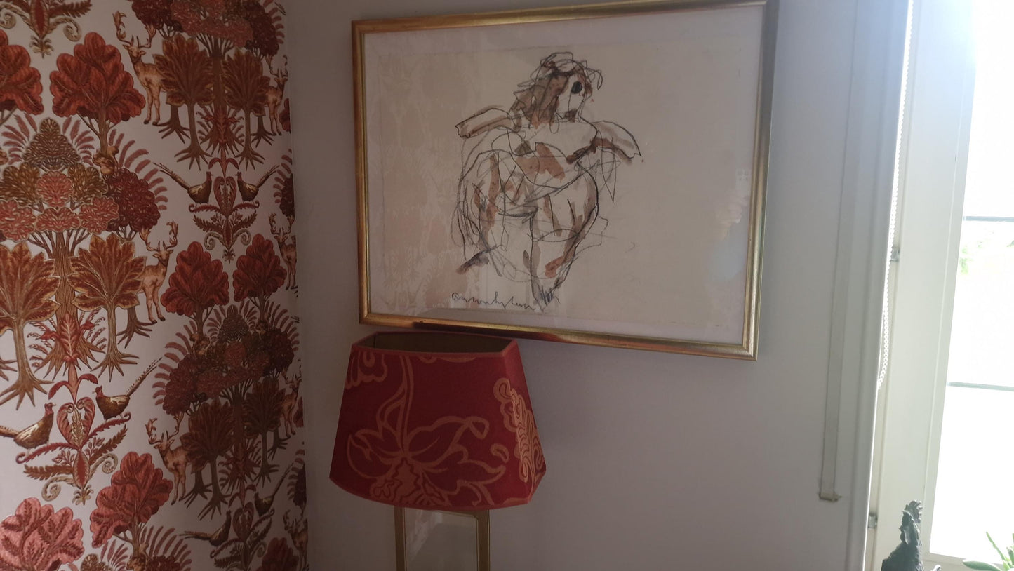 Anton Heijboer , vrouw, 54 x 40, krijt/aquarel, signed, in lijst. Nederlandse polygamy artiest