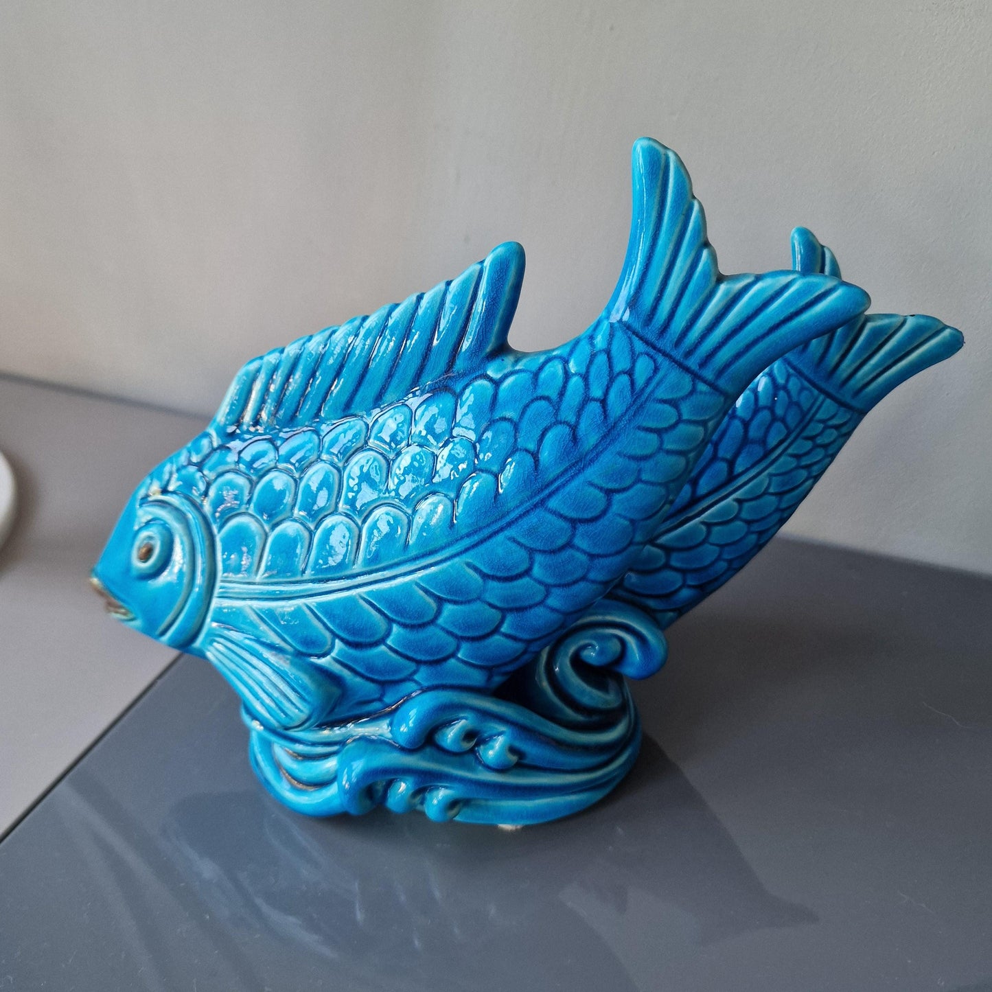 Gunnar Nylund Rorstrand Chamotte Fish Sculpture, Swedish Mid-Century Modern Ceramic Art