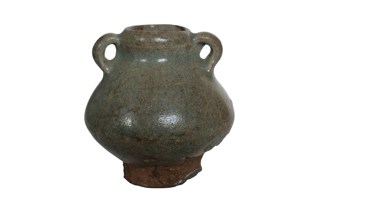 Antique Celadon Miniature Vase, Qing Dynasty, Asian Pottery