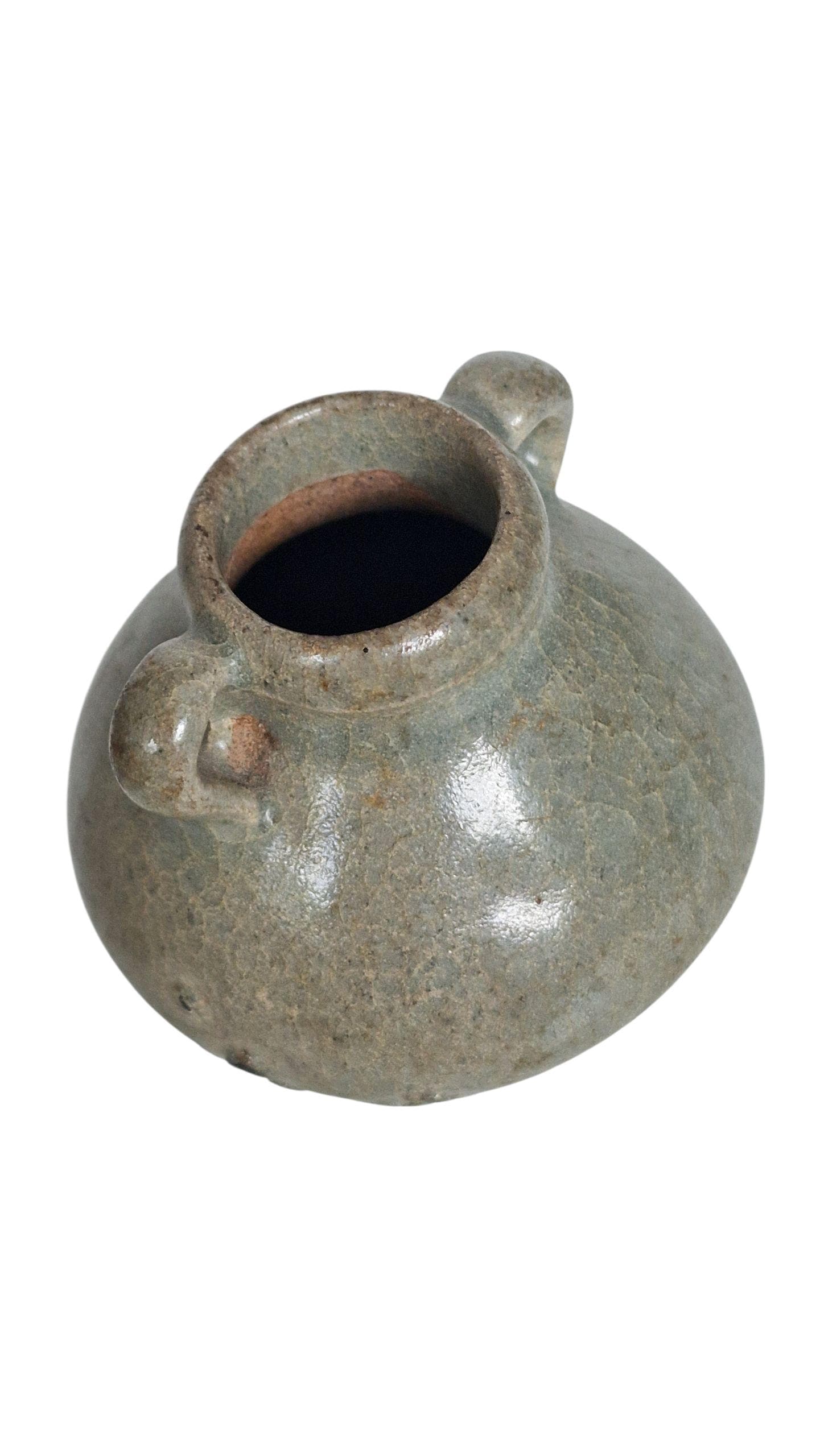 Antique Celadon Miniature Vase, Qing Dynasty, Asian Pottery