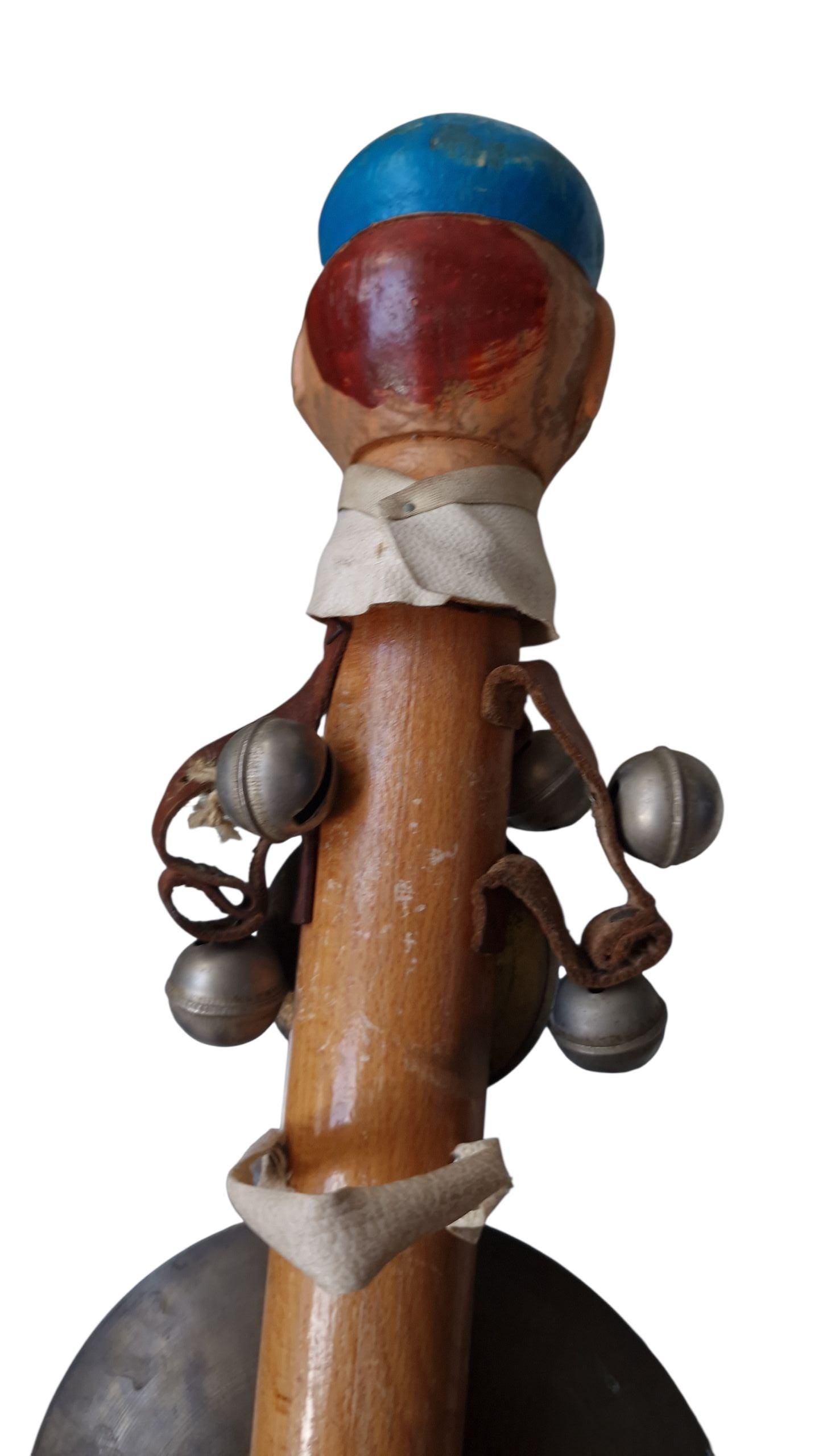 Vintage One Man Band Clown Drum: 1950s Folk Art Instrument