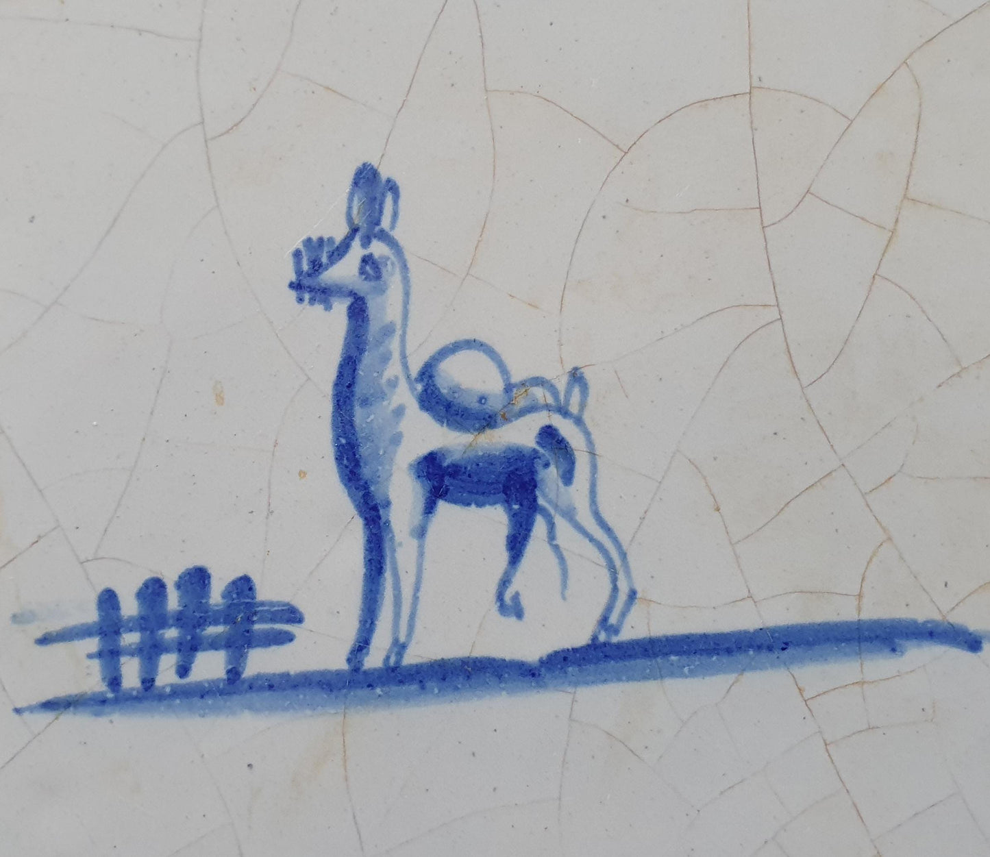 Antique Delft Tile: 1780s Springer with Dromedary