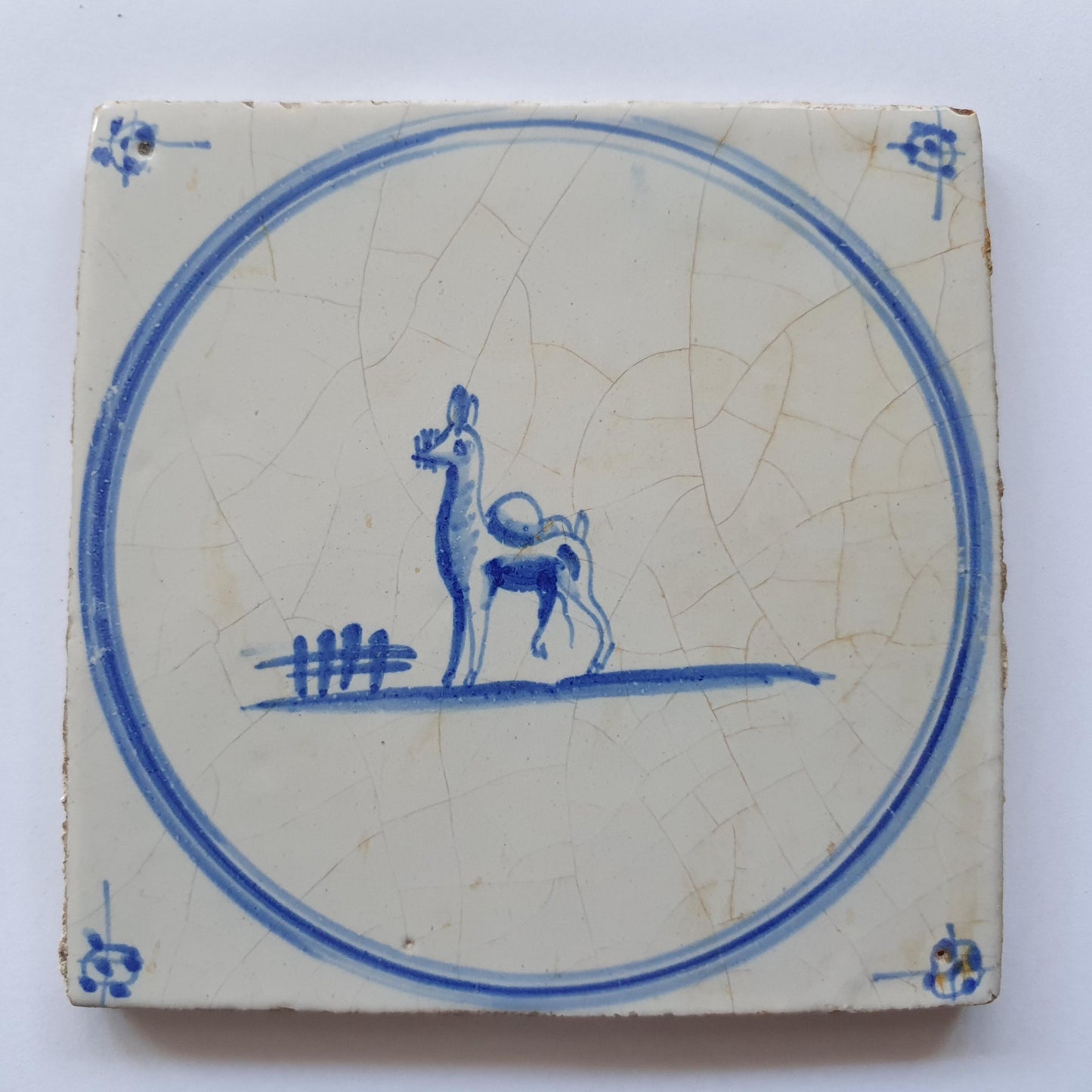 Antique Delft Tile: 1780s Springer with Dromedary