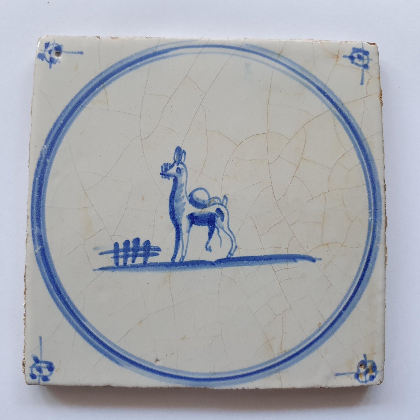 Antique Delft Tile: 1780s Springer with Dromedary