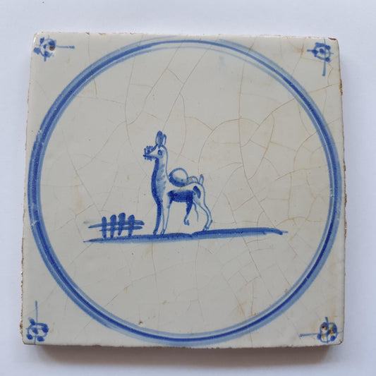 Antique Delft Tile: 1780s Springer with Dromedary