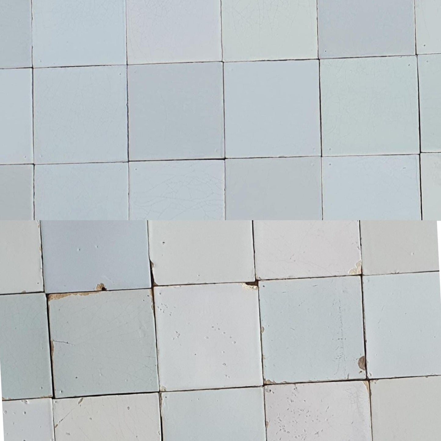 Dutch Delft Tile Sample, Handmade Witjes, 13x13 cm artisanal plus old blank white shades