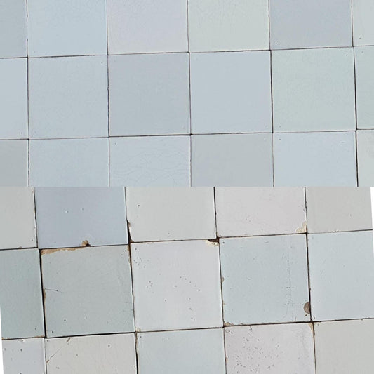 Dutch Delft Tile Sample, Handmade Witjes, 13x13 cm artisanal plus old blank white shades