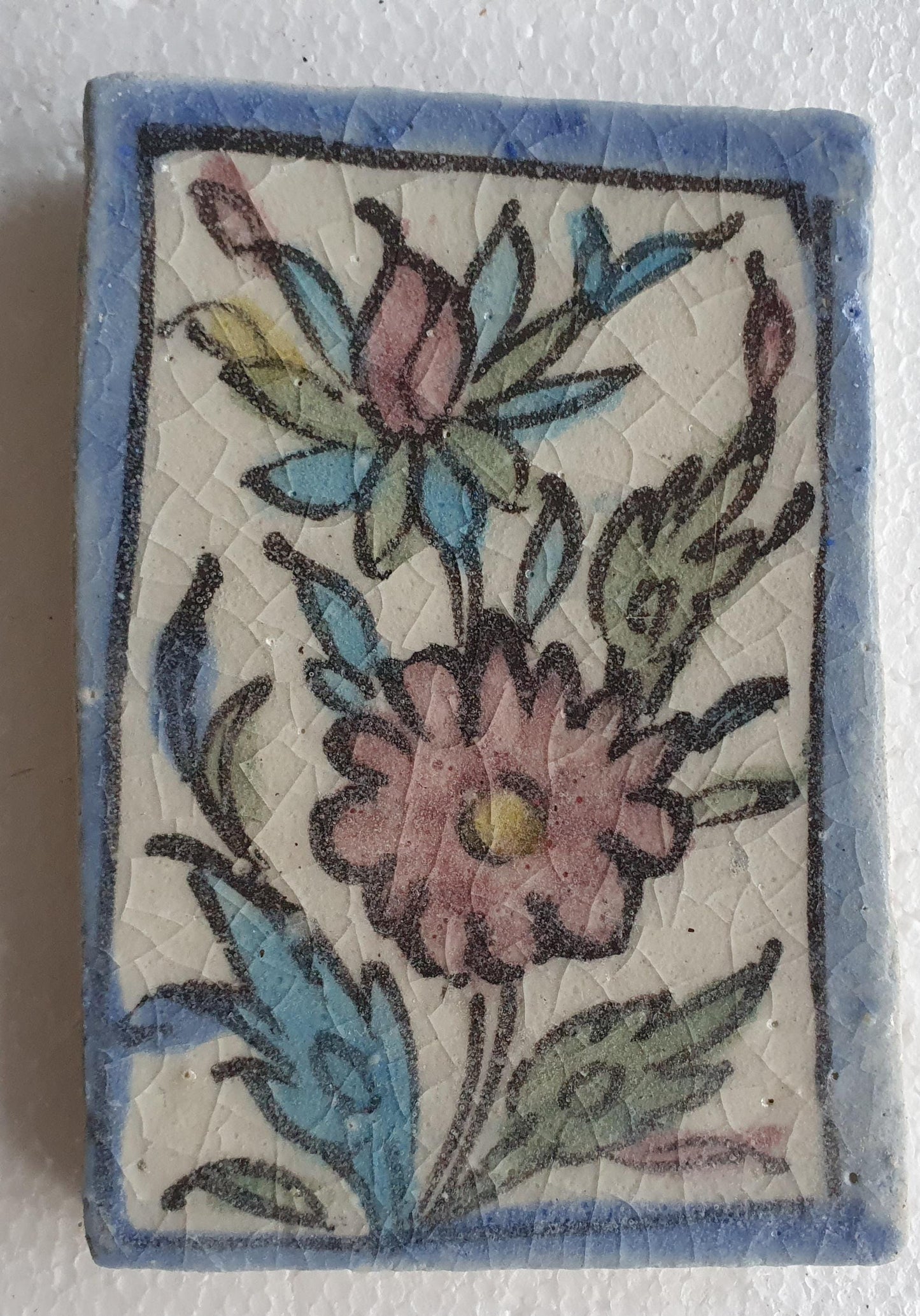 3 tiles thick handmade handpainted vintage midcentury collector tiles, polychrome eastern oosterse oosters iznik ?