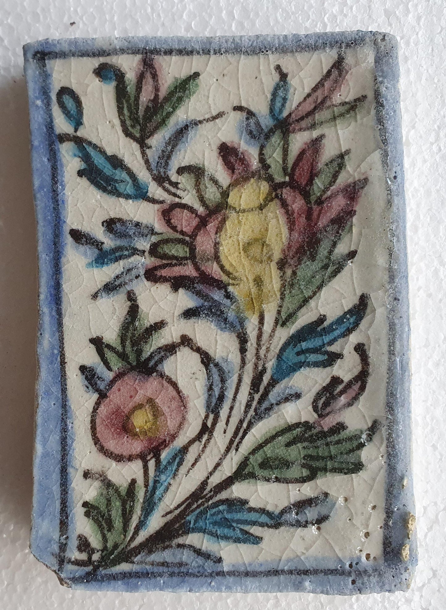 3 tiles thick handmade handpainted vintage midcentury collector tiles, polychrome eastern oosterse oosters iznik ?