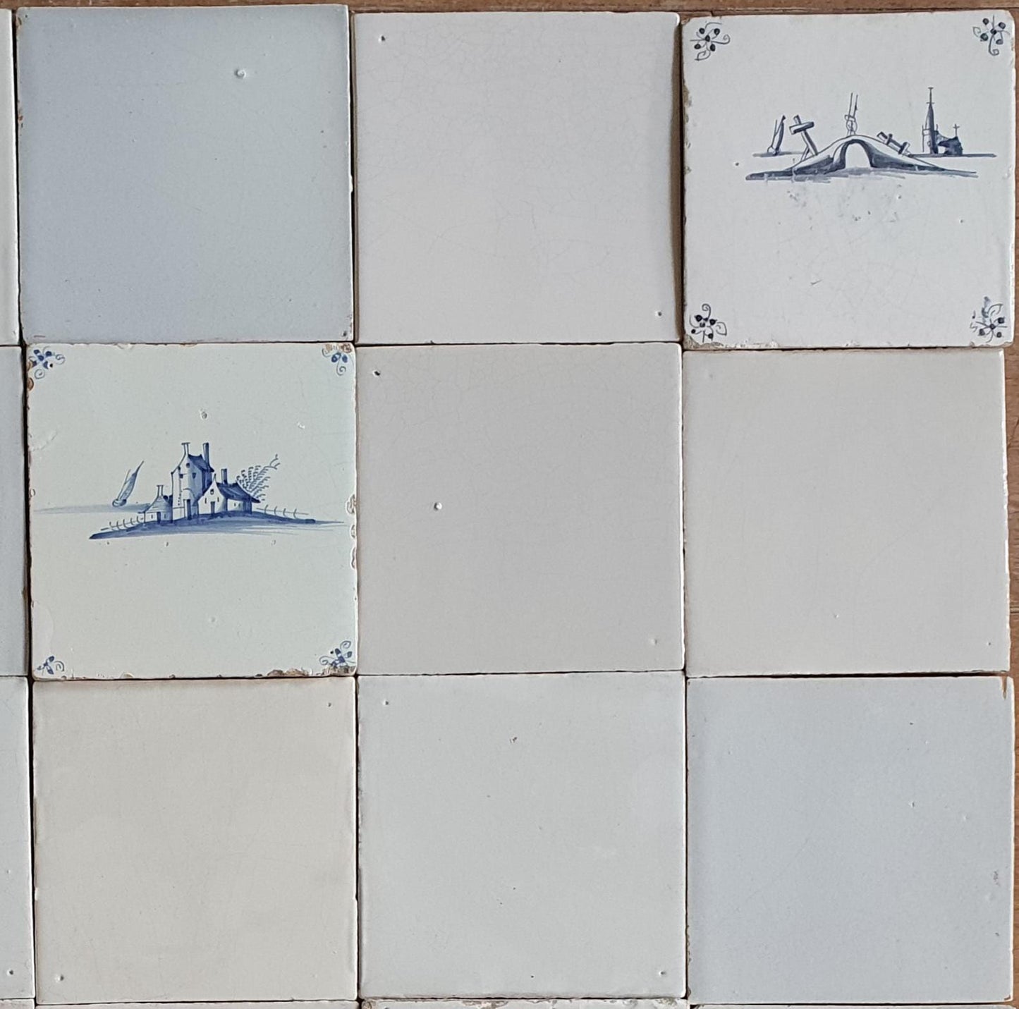 40 Delft Tiles, Landscape & White, 13x13cm, Handmade