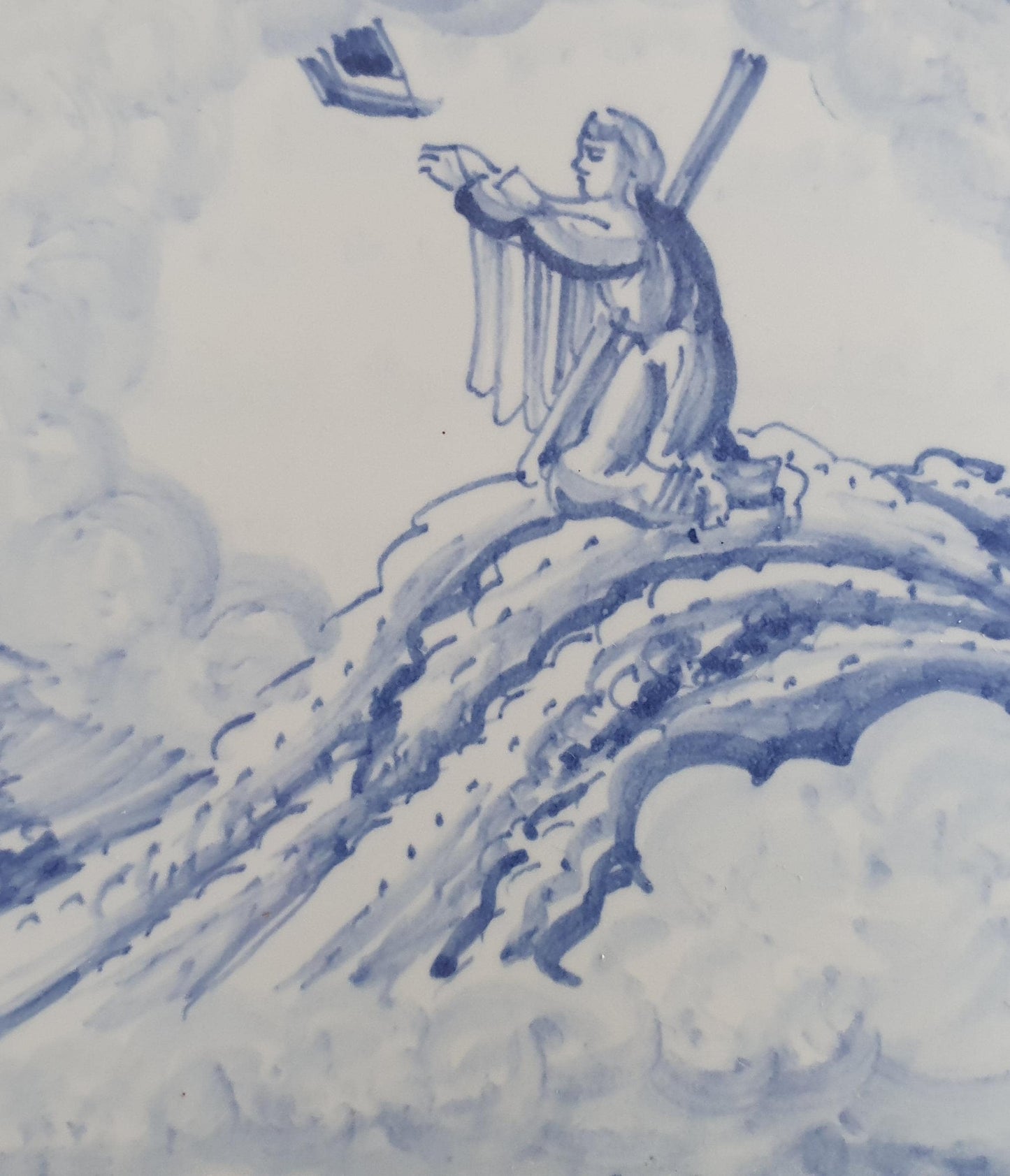 Antique Delft Blue Tile, Biblical Scene, Ossekophoek Motif