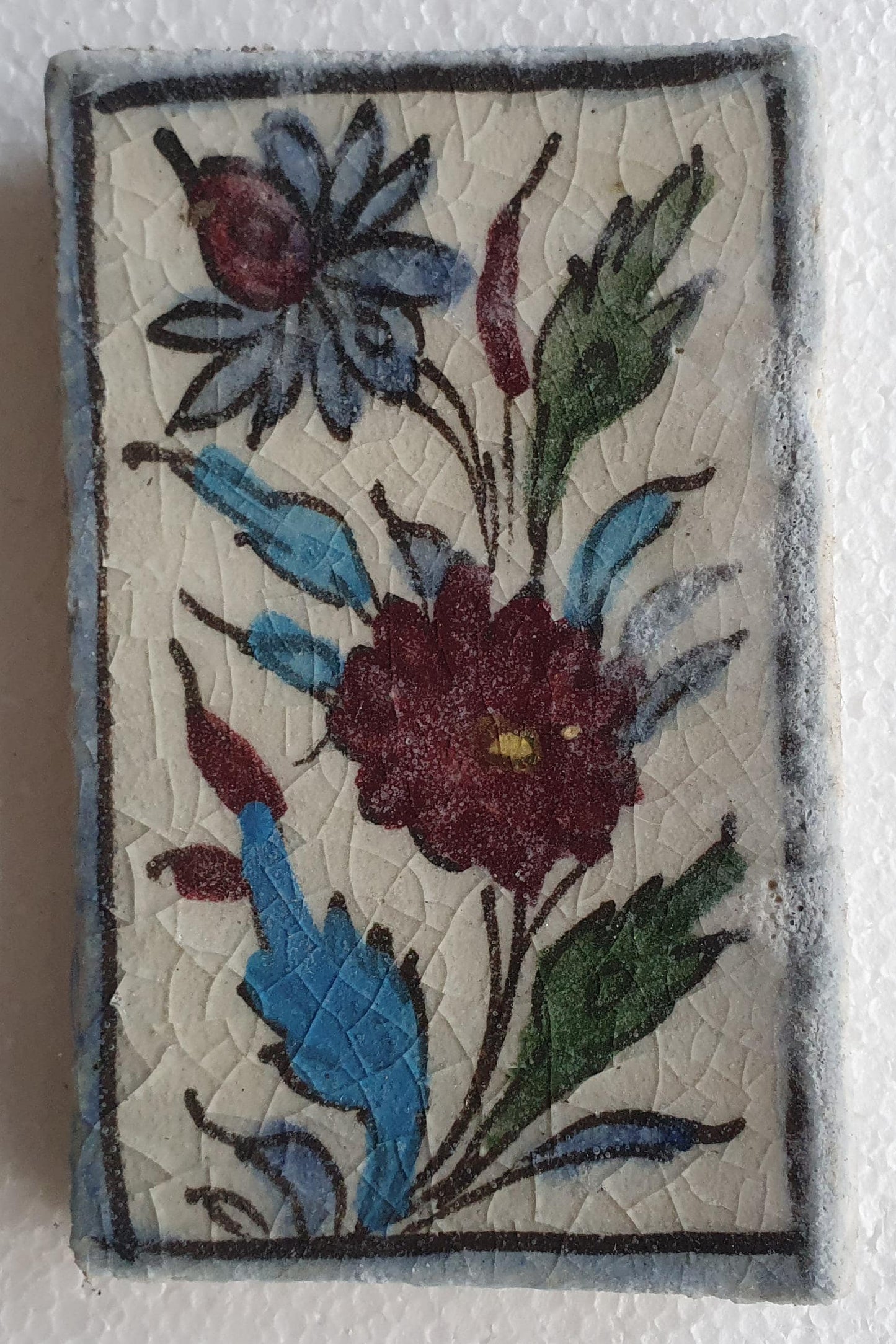 3 tiles thick handmade handpainted vintage midcentury collector tiles, polychrome eastern oosterse oosters iznik ?