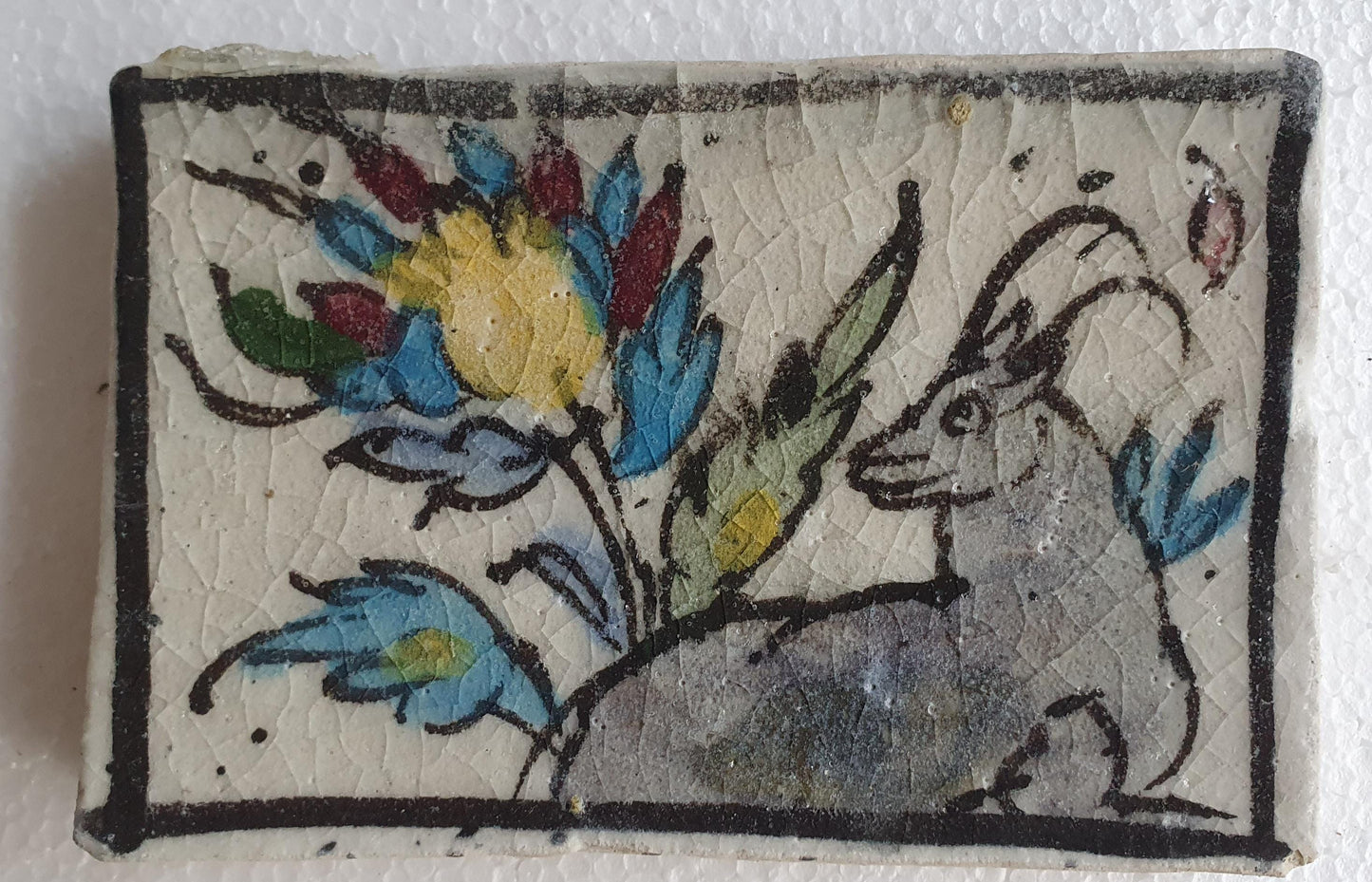 3 tiles thick handmade handpainted vintage midcentury collector tiles, polychrome eastern oosterse oosters iznik ?