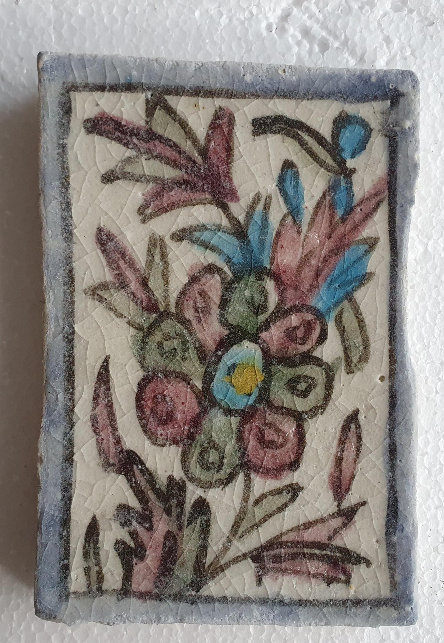 3 tiles thick handmade handpainted vintage midcentury collector tiles, polychrome eastern oosterse oosters iznik ?
