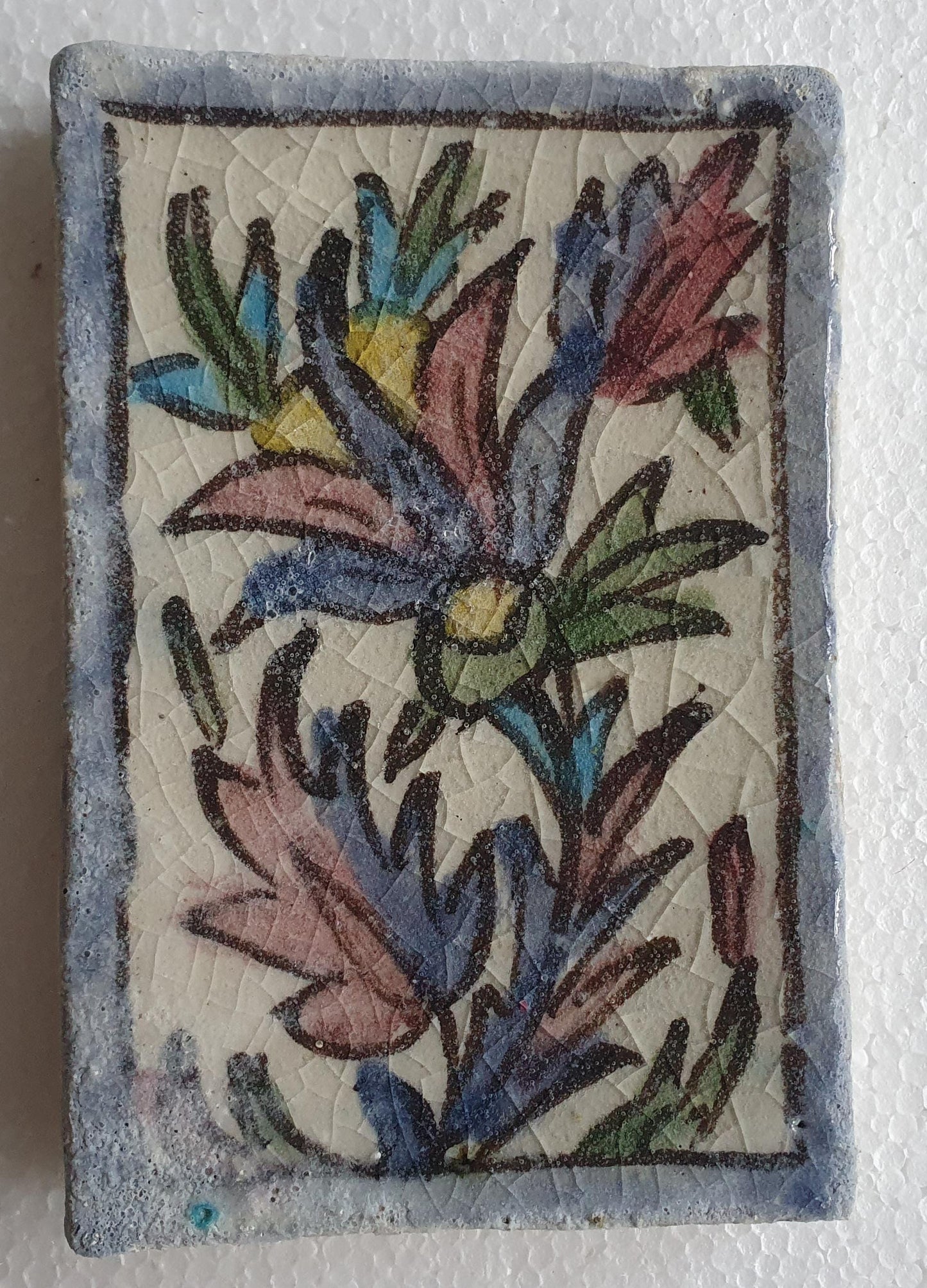 3 tiles thick handmade handpainted vintage midcentury collector tiles, polychrome eastern oosterse oosters iznik ?