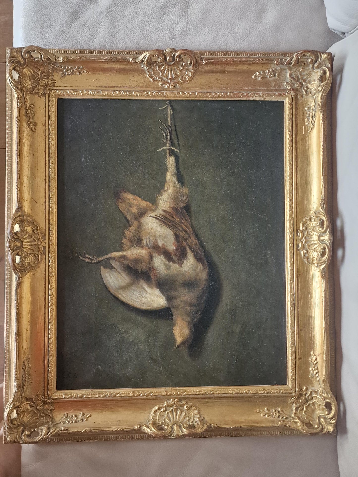 Dutch Game Still Life Painting, Framed Oil on Canvas, Baroque Gilt Frame