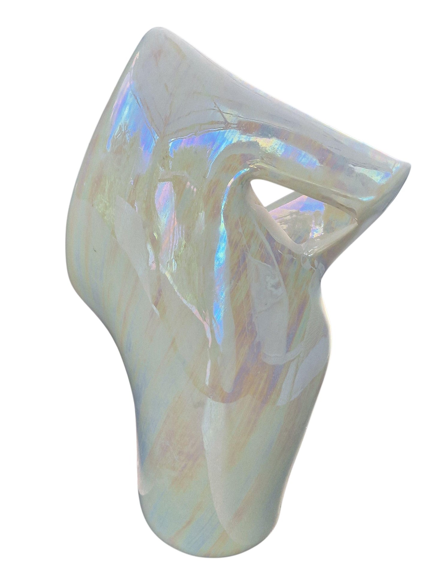 camillo lusso (1919-1990) Turin, Italy - ceramic centerpiece vase in white and lusterglaze, midcentury