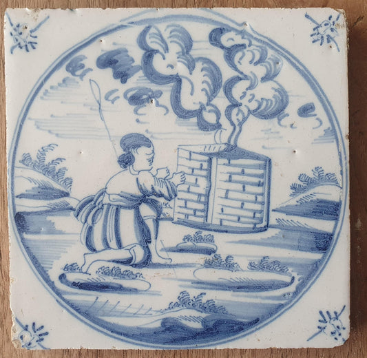 This original 17th century (c. 1675  -1700) Delft tile bibel.