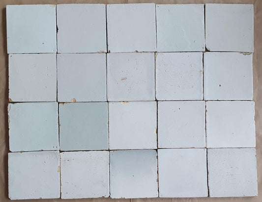 16 Antique Dutch Delft Tiles, 18th Century Whites (5.11 inch) witjes a quality