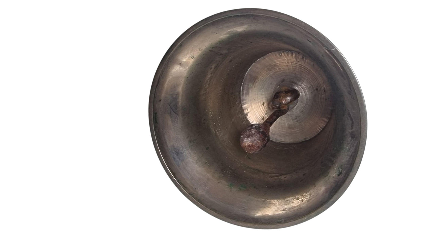 Antique Bronze Monk Walking Bell, Asian Meditation Decor (19cm)