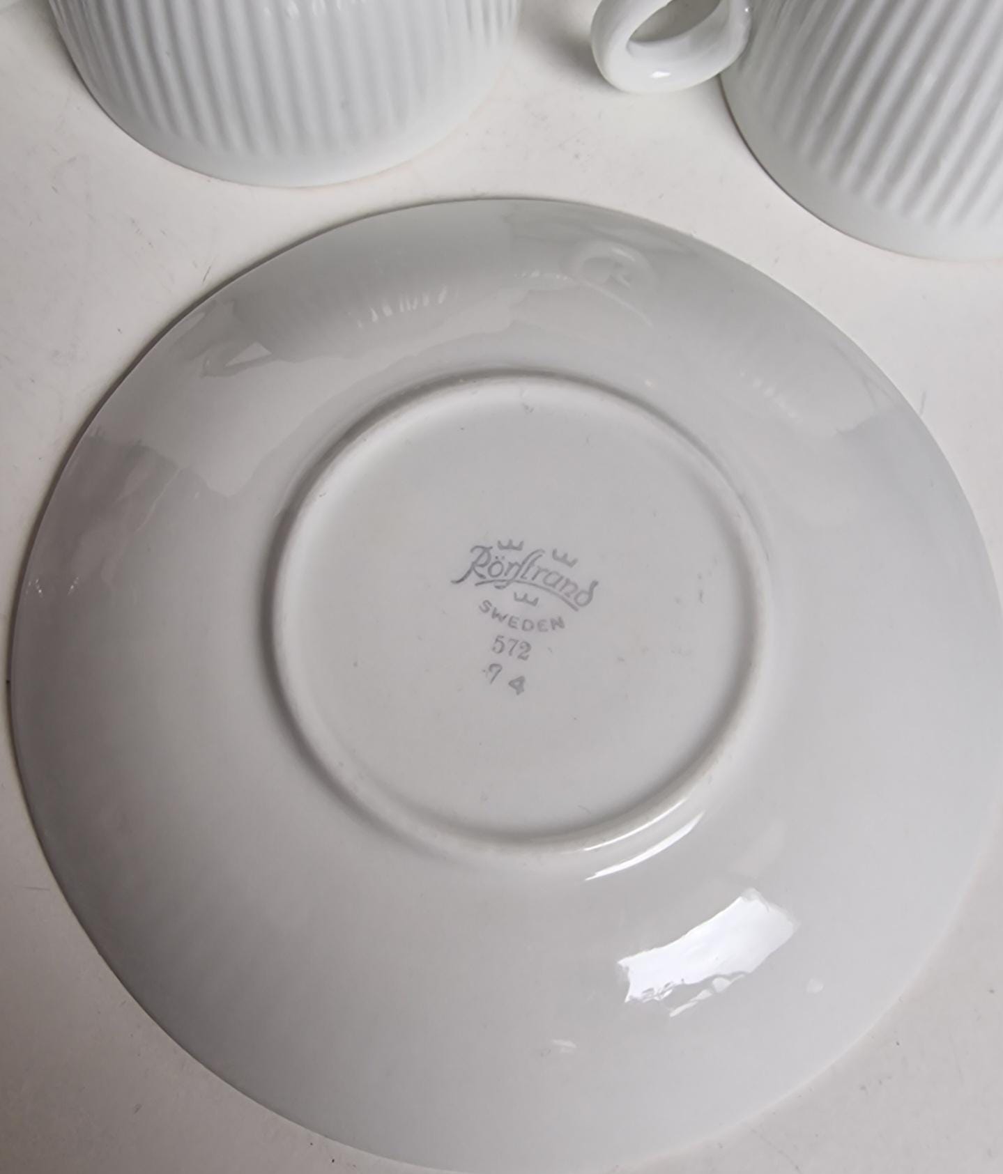 Vintage Rörstrand Sweden Coffee Cup Set – Mid-Century Porcelain, Gold Accent
