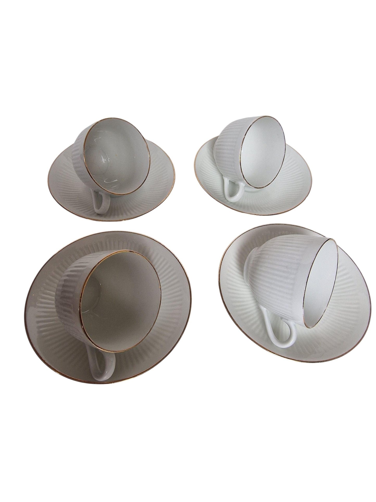 Vintage Rörstrand Sweden Coffee Cup Set – Mid-Century Porcelain, Gold Accent