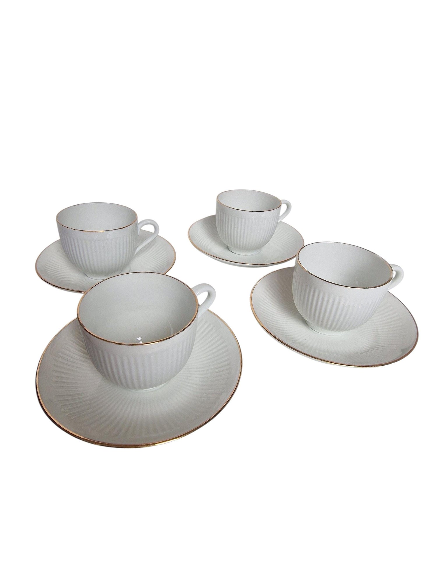 Vintage Rörstrand Sweden Coffee Cup Set – Mid-Century Porcelain, Gold Accent