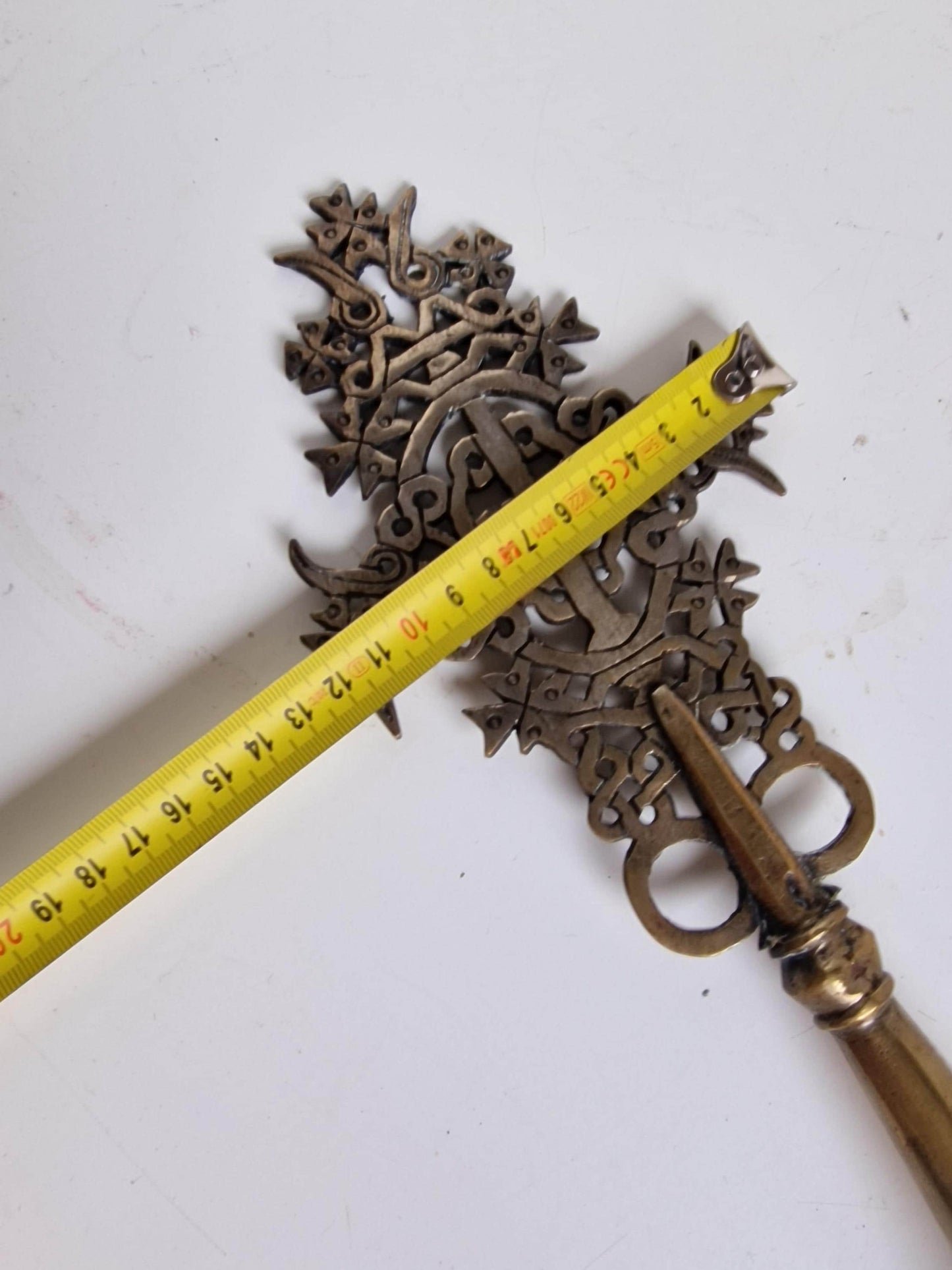 Antique Ethiopian Stick Hand Cross – 19th Century Processional Cross, Bronze/Brass Christian Art