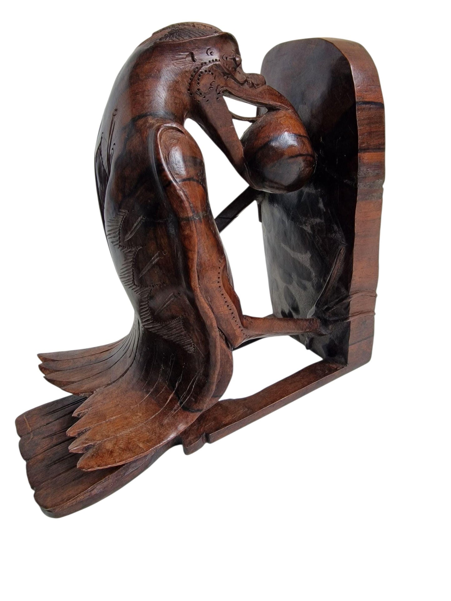Art Deco Bird Bookends, Carved Coromandel Wood, Colonial Indonesia