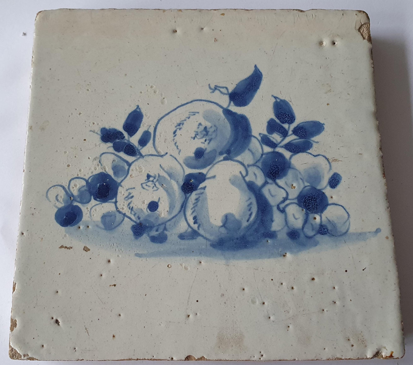 Antique Delft Tile, Still Life with Fruit, circa 1680