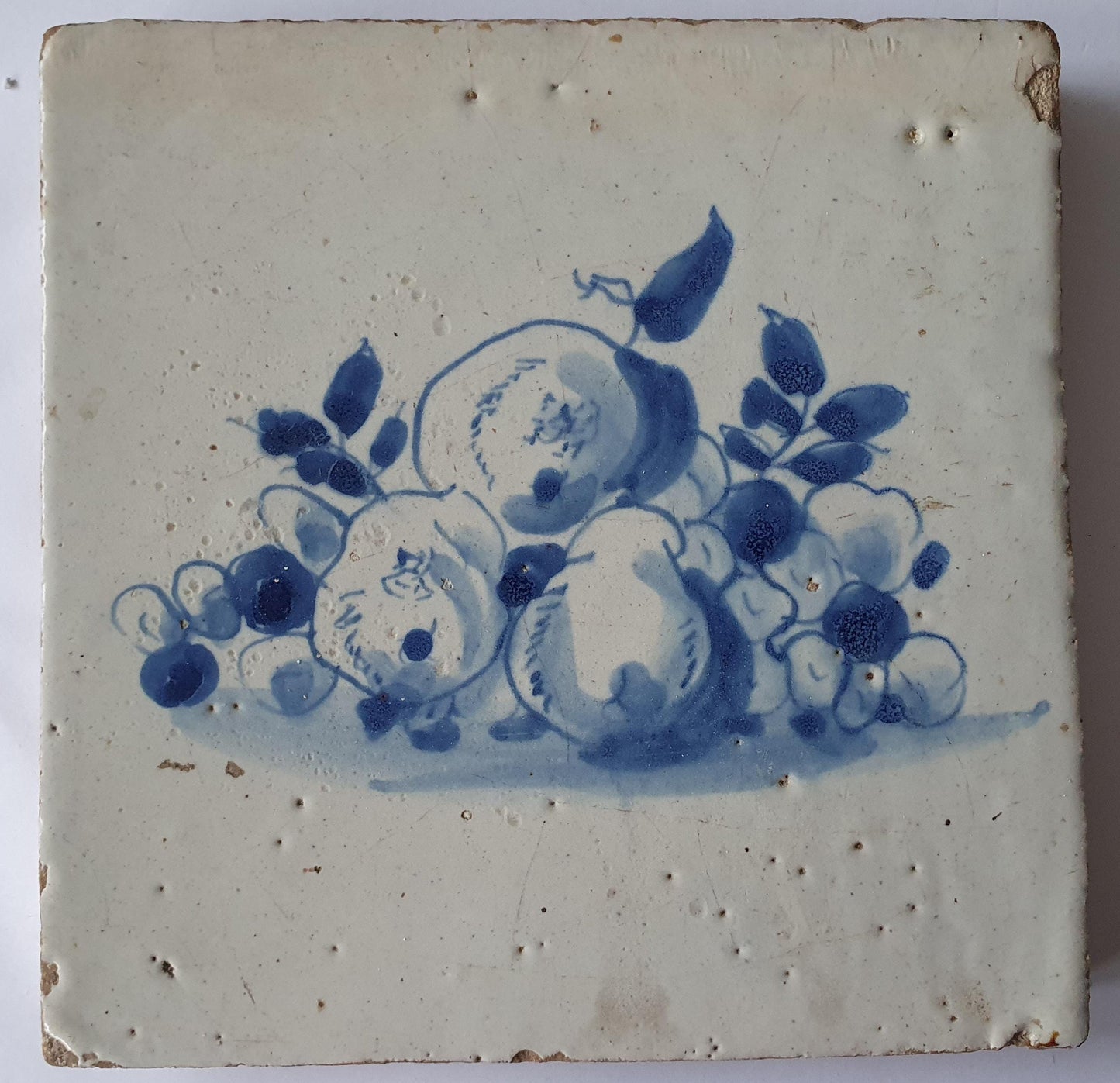 Antique Delft Tile, Still Life with Fruit, circa 1680