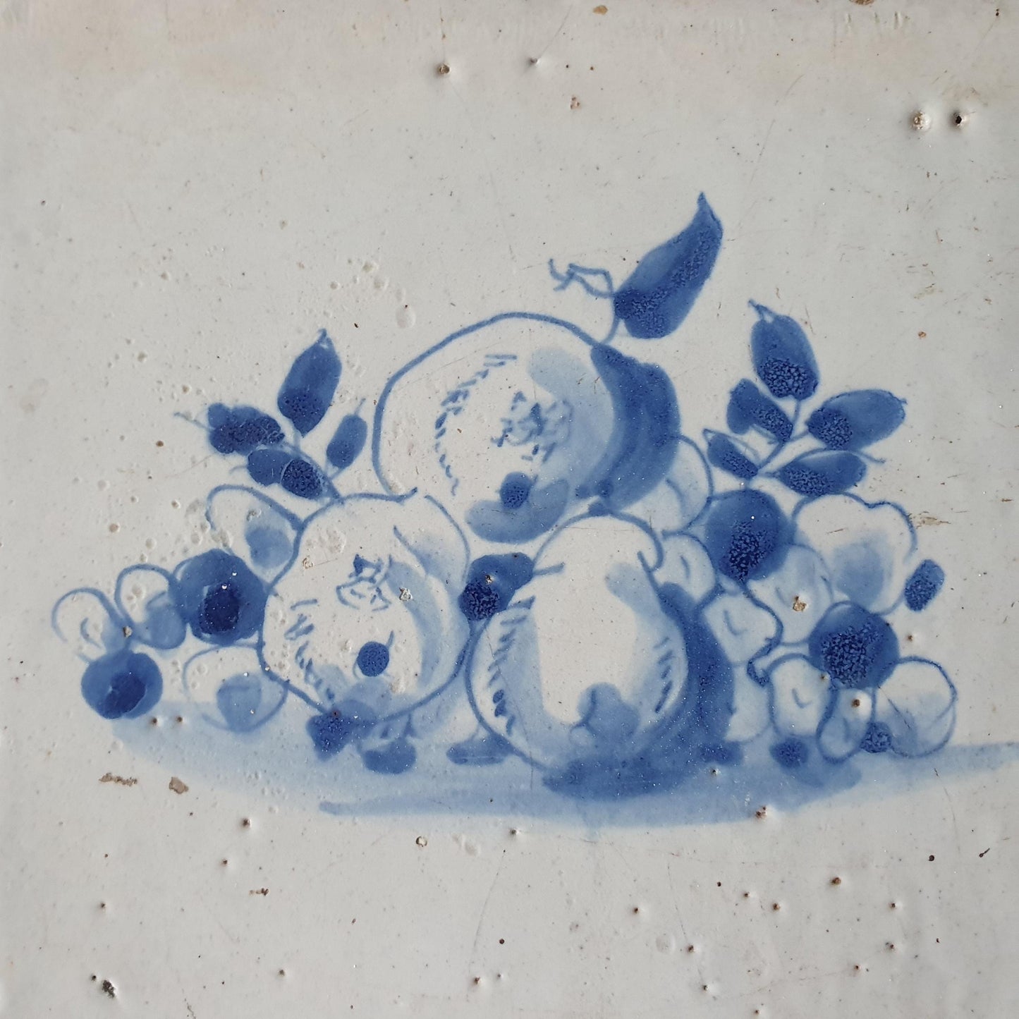 Antique Delft Tile, Still Life with Fruit, circa 1680