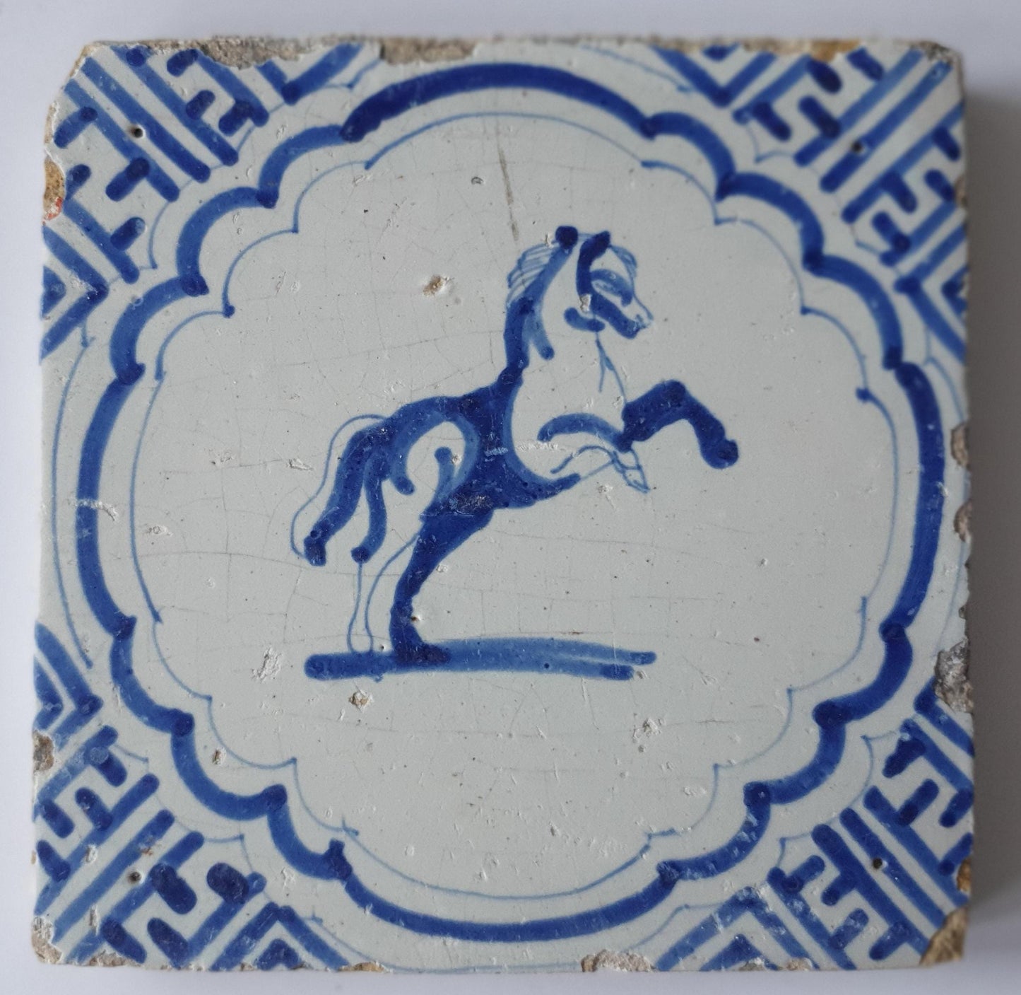 Antique Delft Tile, Horse Motif, 17th Century Dutch Tile