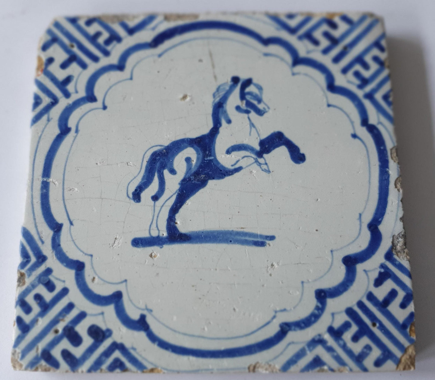 Antique Delft Tile, Horse Motif, 17th Century Dutch Tile