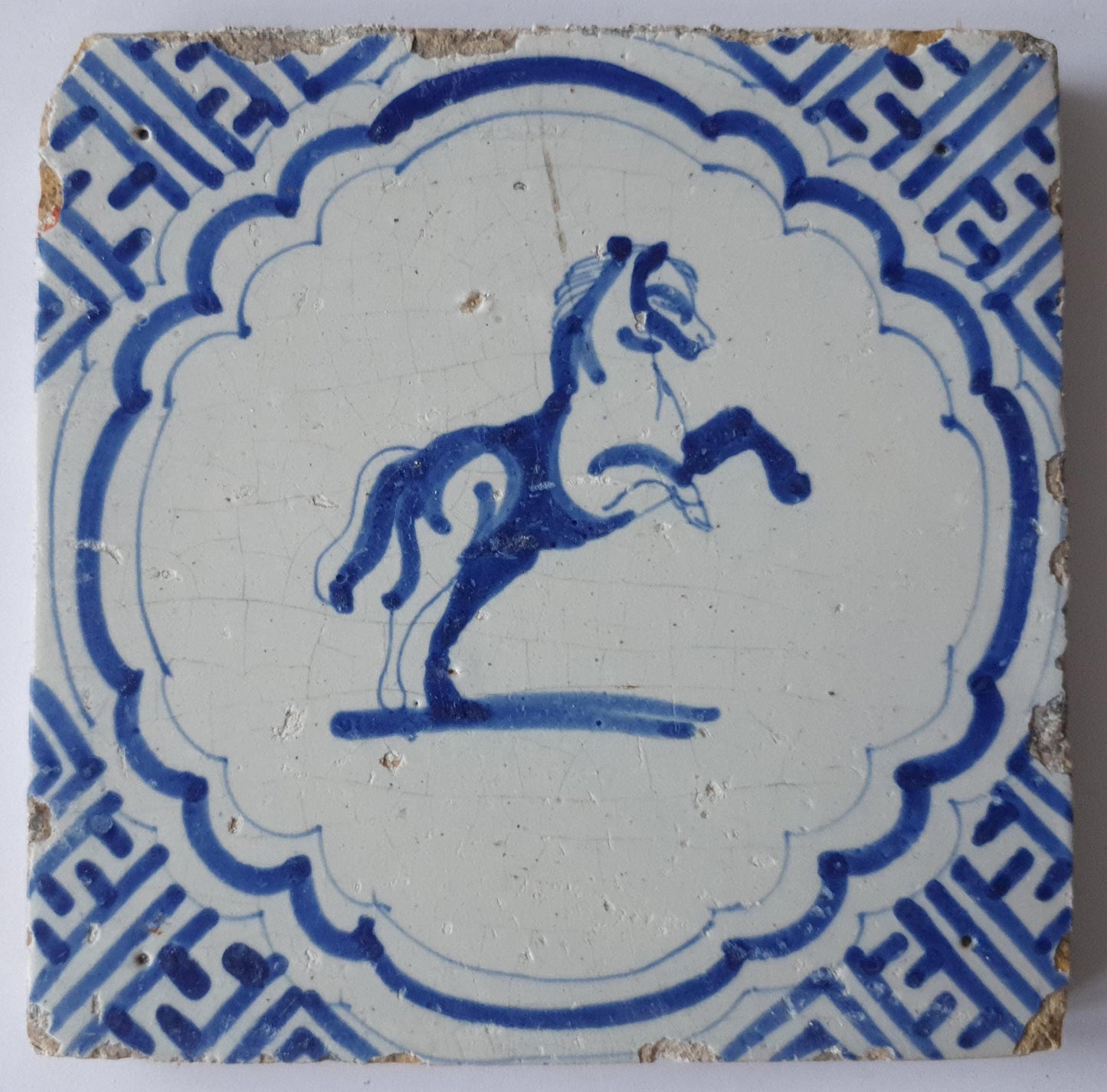Antique Delft Tile, Horse Motif, 17th Century Dutch Tile