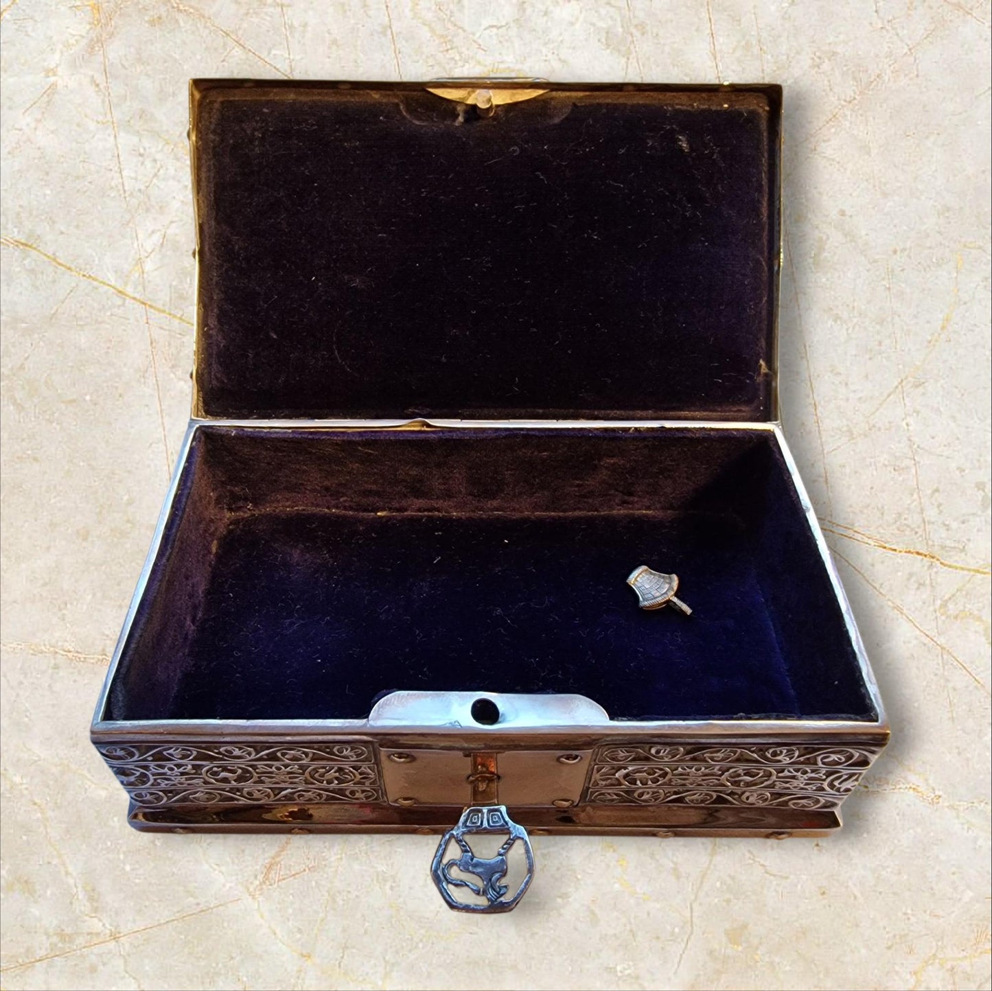 case Art Nouveau Erhard & Söhne Silver Filigree Jewelry Box, Gilt, c1900