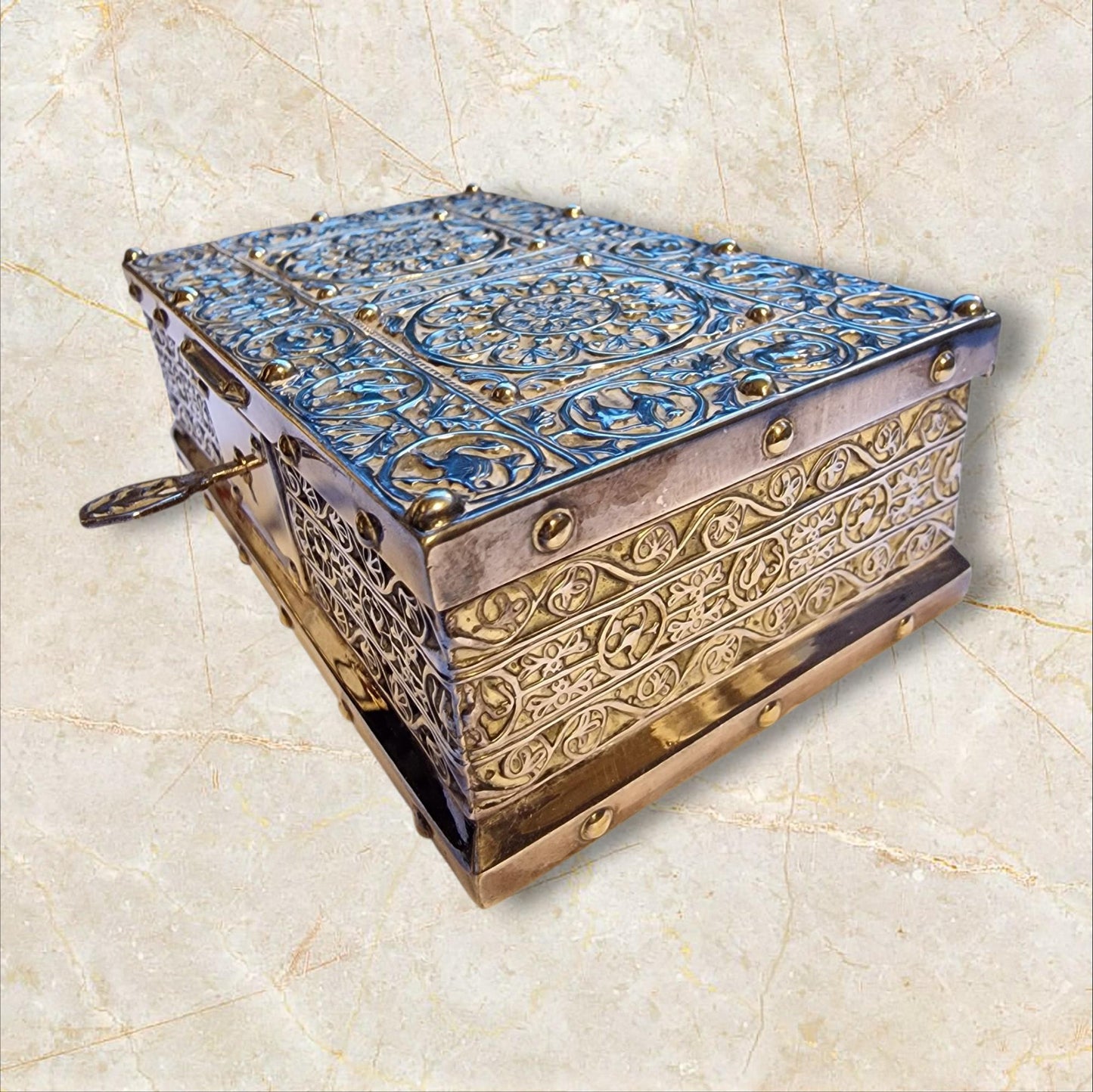 case Art Nouveau Erhard & Söhne Silver Filigree Jewelry Box, Gilt, c1900