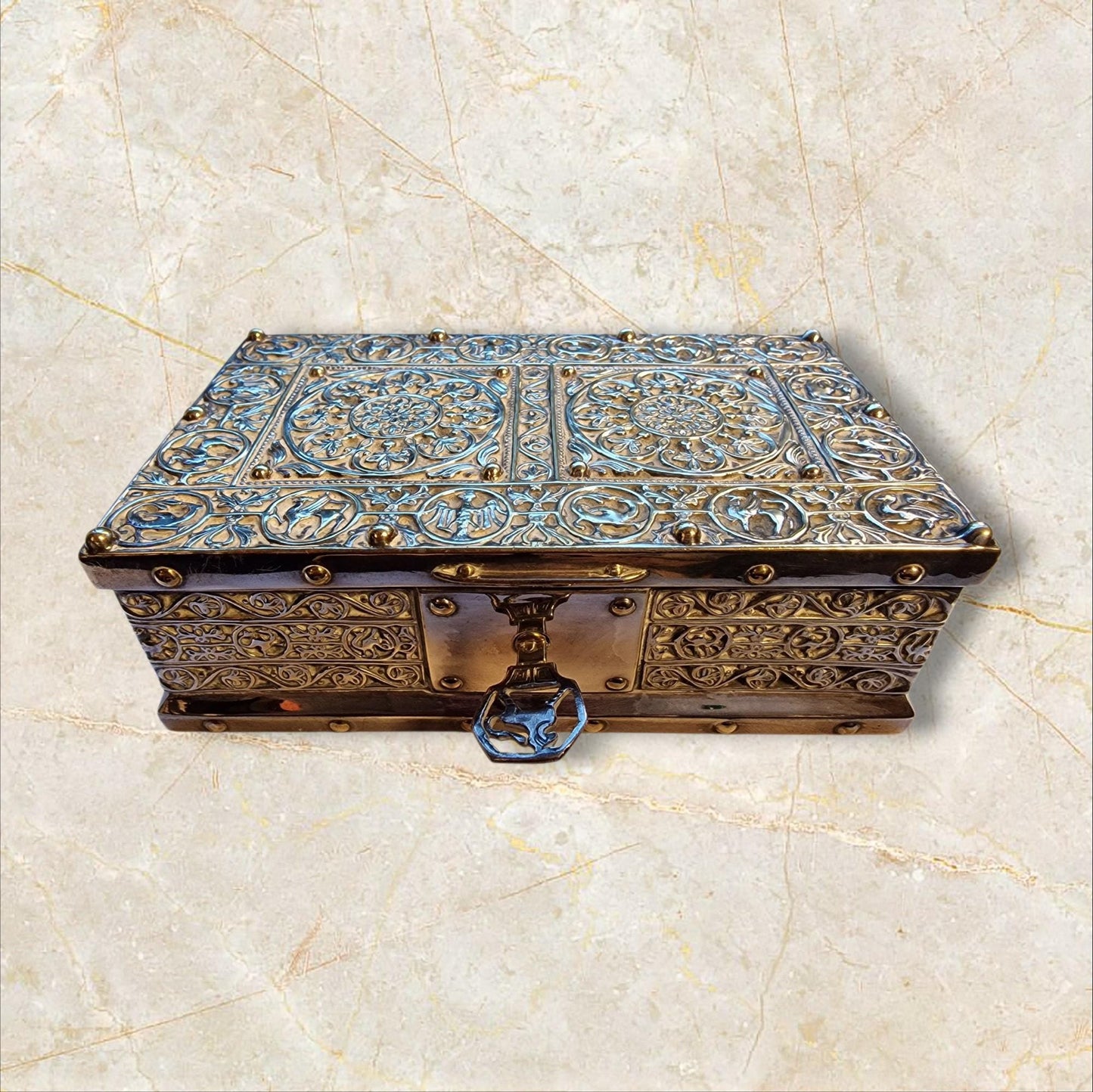 case Art Nouveau Erhard & Söhne Silver Filigree Jewelry Box, Gilt, c1900