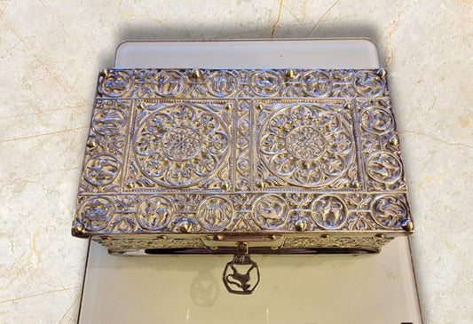 case Art Nouveau Erhard & Söhne Silver Filigree Jewelry Box, Gilt, c1900