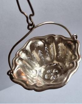 Antique Christofle Silver Plated Tea Strainer, Art Nouveau, France, 1920