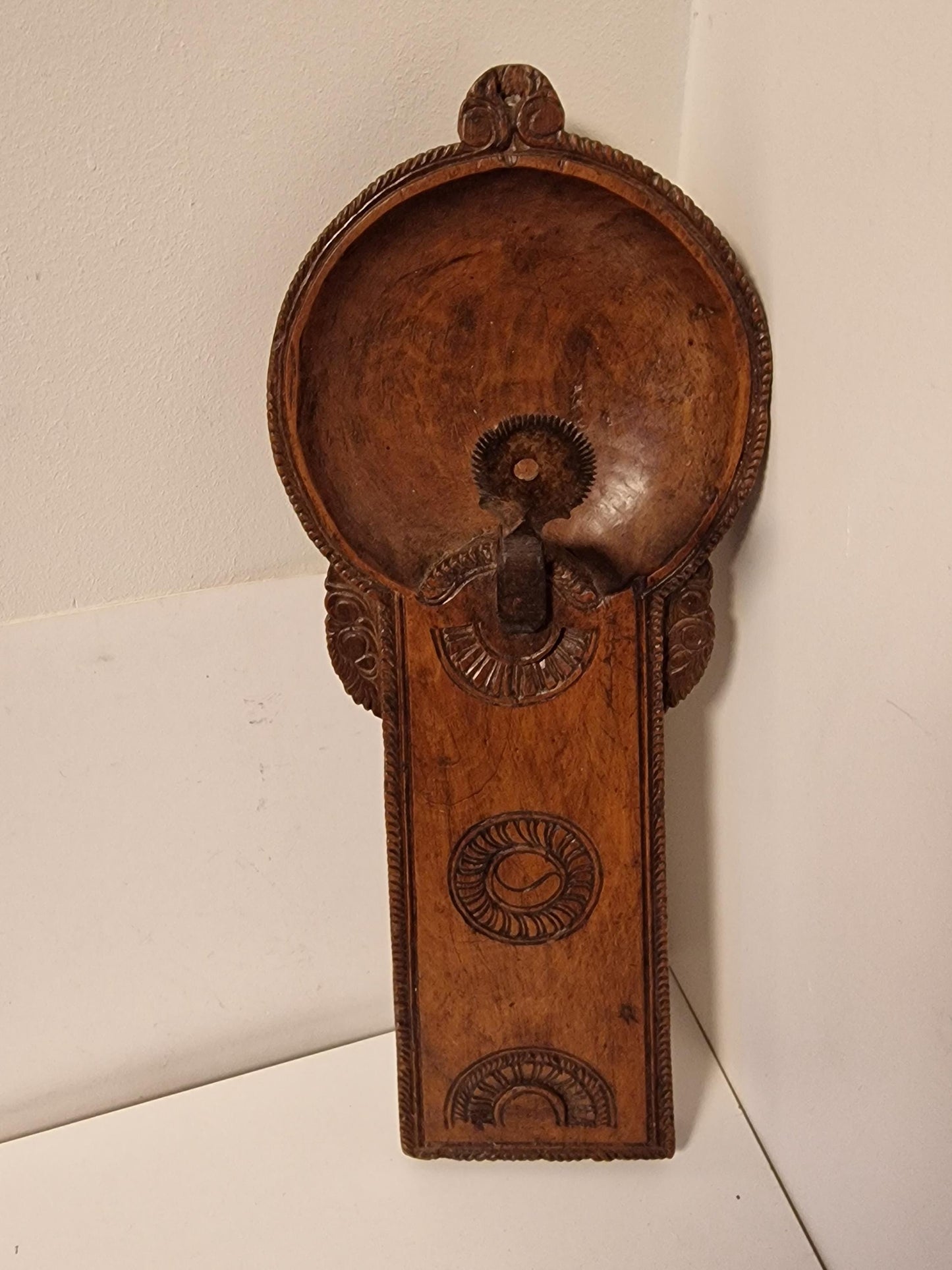 Antique Indonesian Coconut Scraper, Hand-Carved Tribal Kitchen Tool
