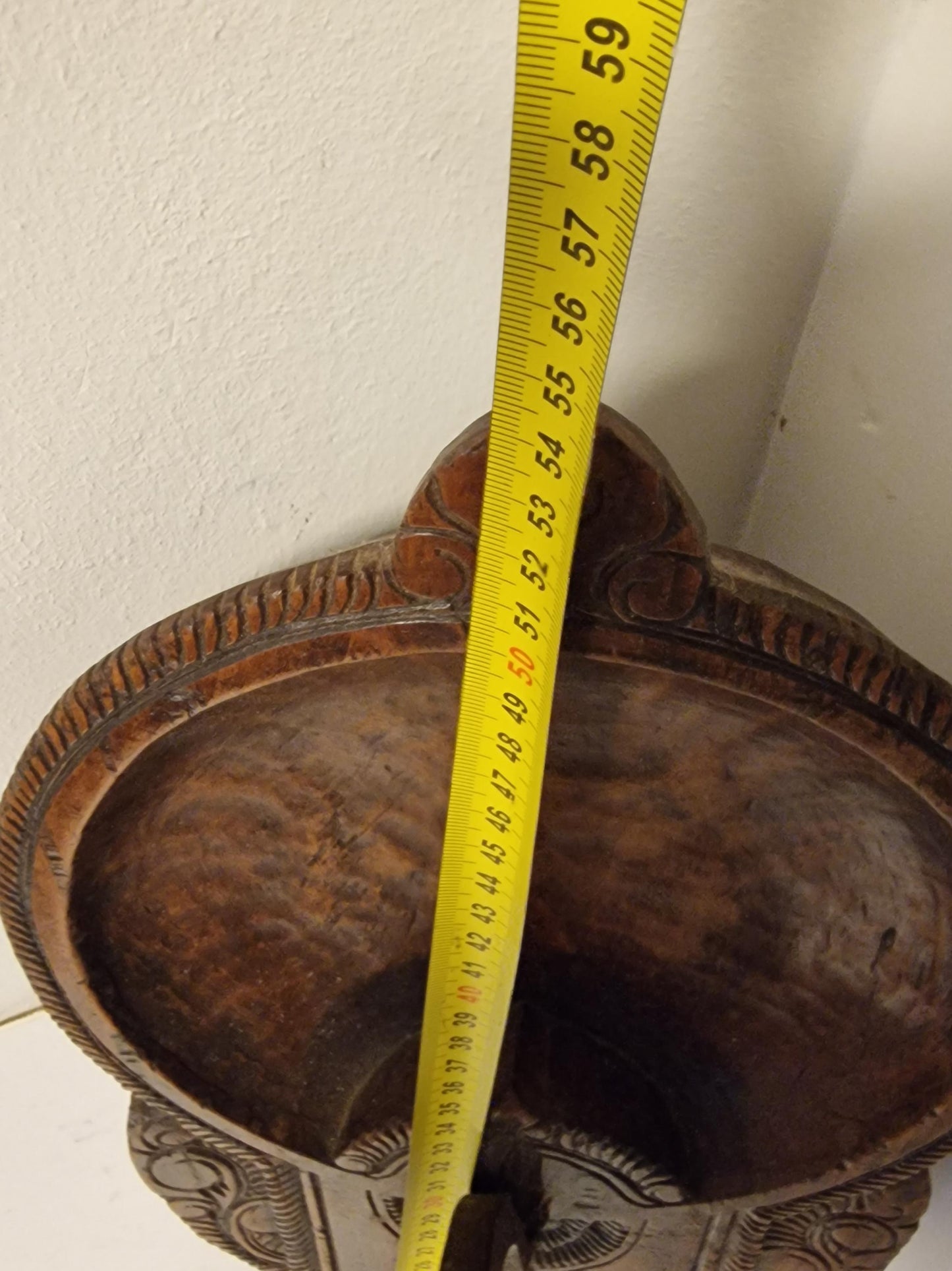 Antique Hand-Carved Indonesian Coconut Scraper, Primitive Wabi Sabi Decor