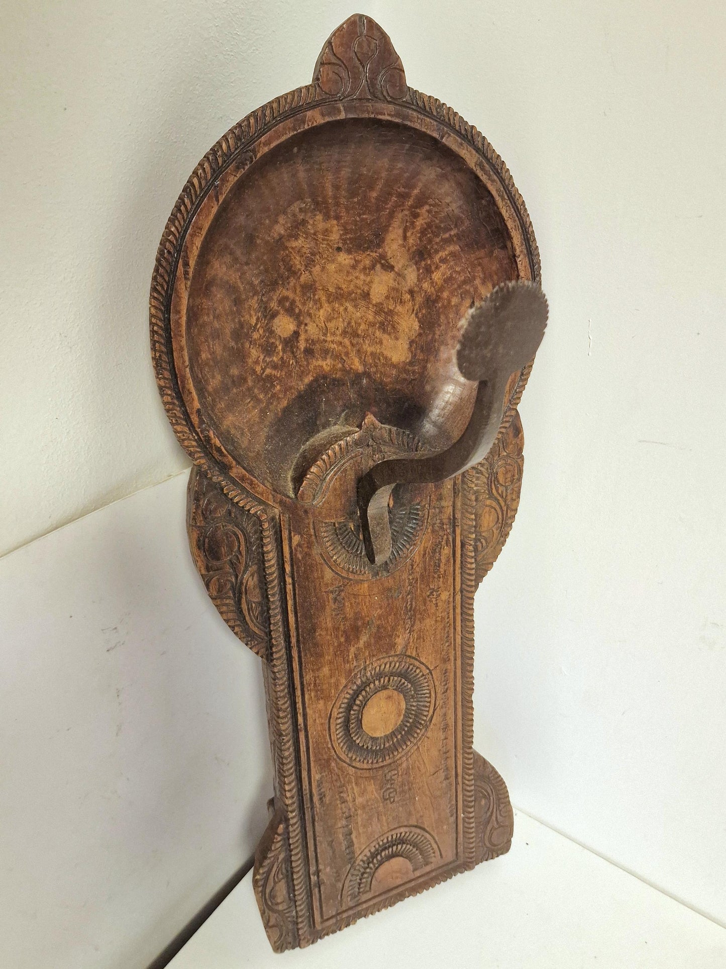 Antique Hand-Carved Indonesian Coconut Scraper, Primitive Wabi Sabi Decor