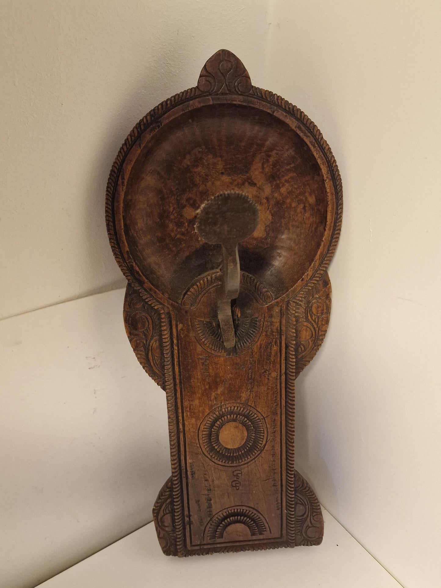 Antique Hand-Carved Indonesian Coconut Scraper, Primitive Wabi Sabi Decor