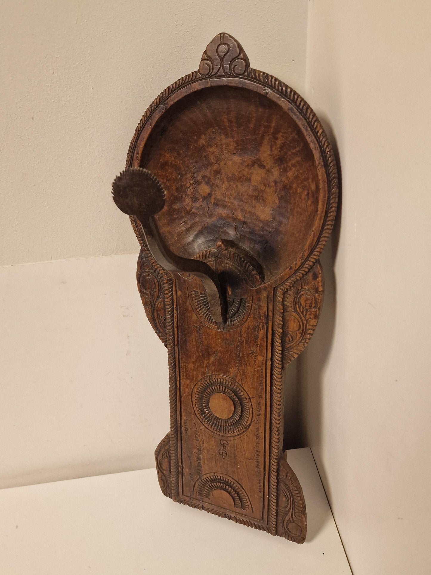 Antique Hand-Carved Indonesian Coconut Scraper, Primitive Wabi Sabi Decor