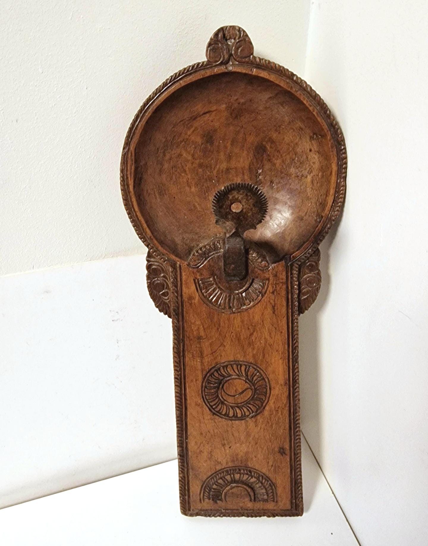 Antique Indonesian Coconut Scraper, Hand-Carved Tribal Kitchen Tool
