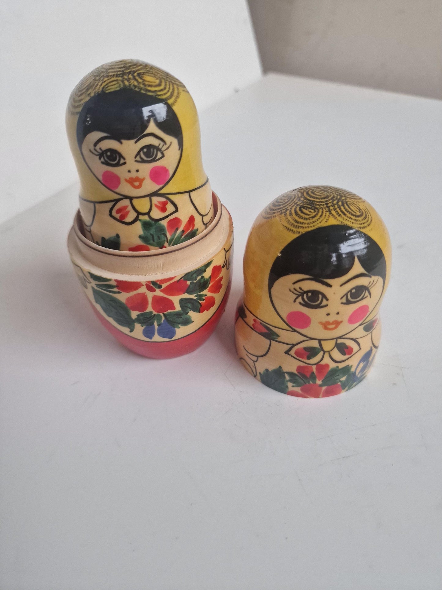 Handpainted Wooden Matryoshka Dolls, Babushka Set of 2