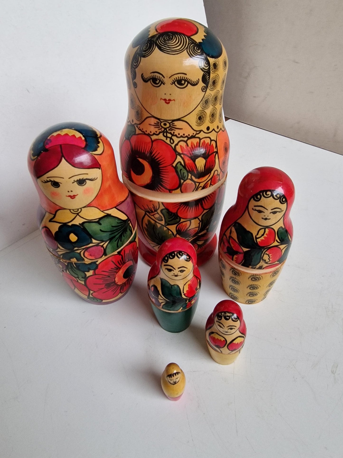 Handpainted Wooden Matryoshka Dolls, Babushka Set of 2