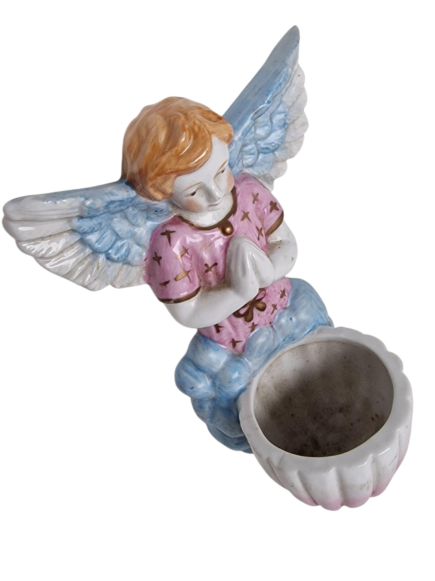 Antique German Porcelain Angel Holy Water Font – Jugendstil Decor
