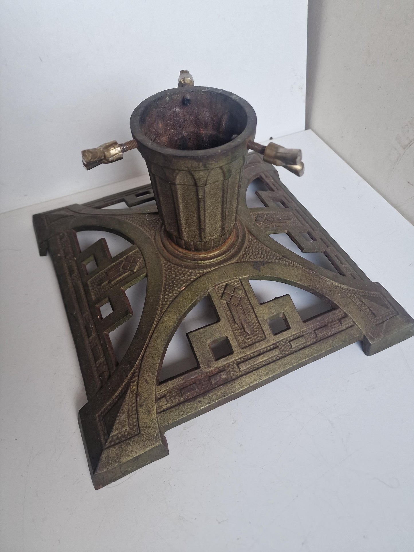 Antique Austrian Art Nouveau Cast Iron Christmas Tree Stand large heavy